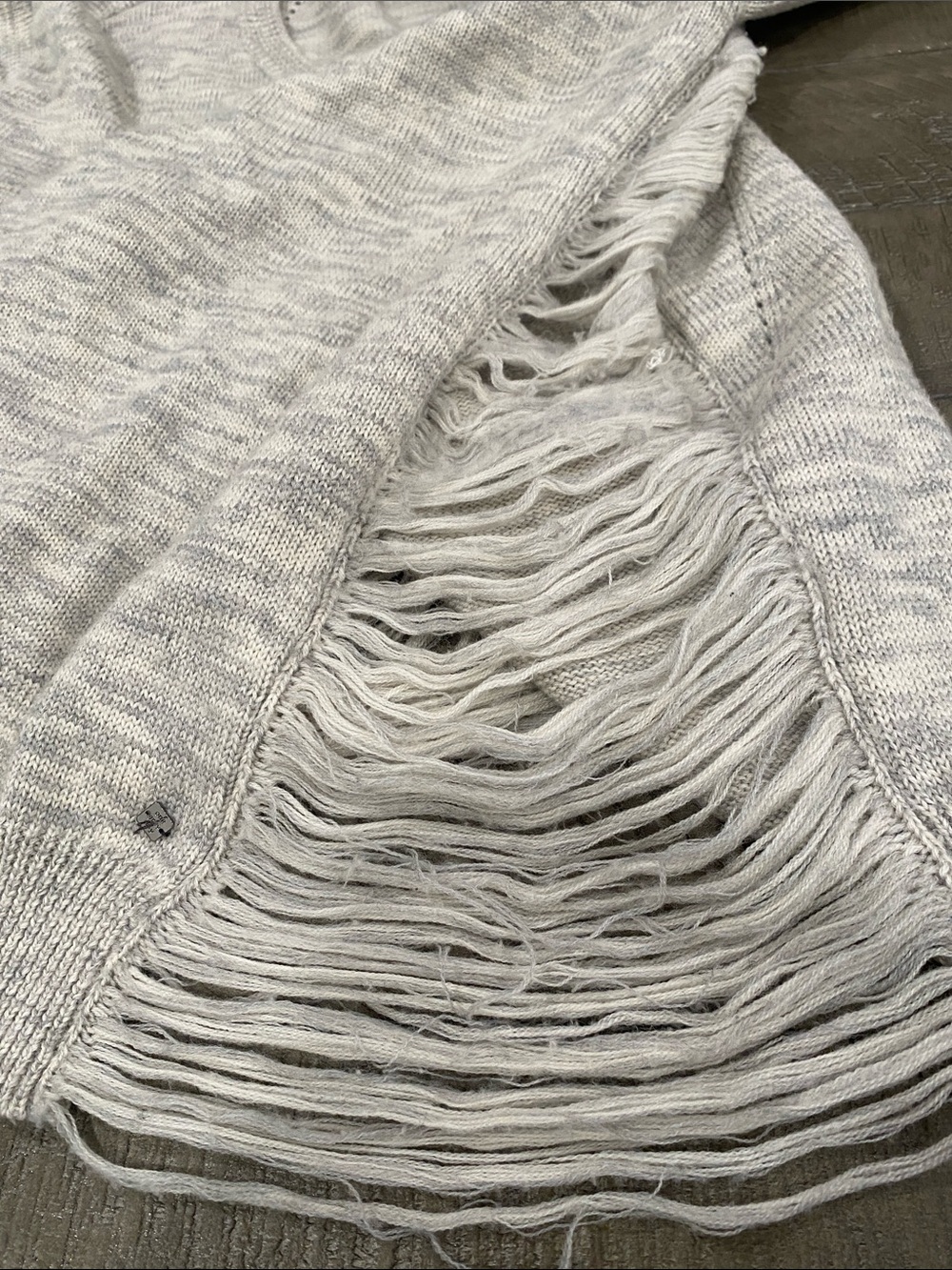 Women's Fringe Hem Crewneck Sweater - Light Heather Gray - Picture 6 of 8